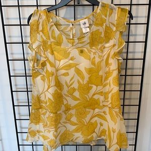 Cabi sunrise top size medium yellow floral